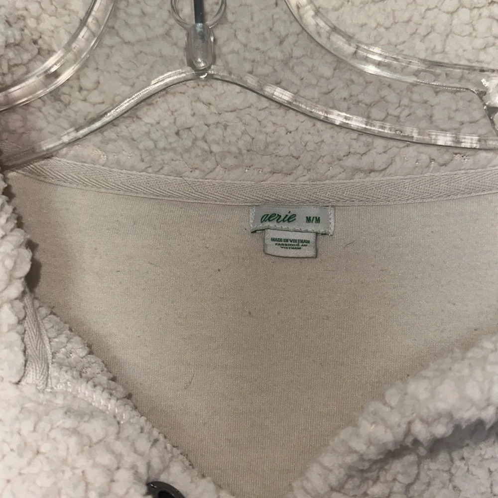 Aerie White Sherpa Quarter Button Down - Picture 2 of 3